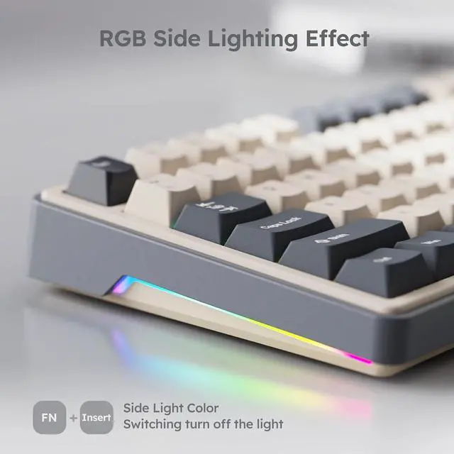 Alt view image 6 of 7 - RK ROYAL KLUDGE R87 Pro Wired Mechanical Keyboard with Hot Swappable Knob 75% RGB Backlit Gaming Keyboard 88 Keys TKL Gasket Mounted with QMK/VIA and Linear Creamy Switch