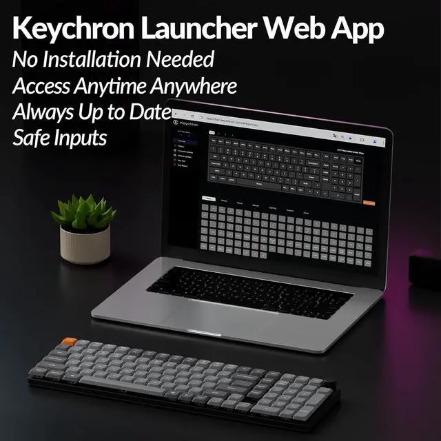 Alt view image 6 of 7 - Keychron K17 Max 96% Layout QMK/Launcher Ultra-Slim Wireless/Type-C Wired Mechanical Keyboard with White LED Backlit, Low-Profile Gateron Mechanical Red Switch Compatible with Mac Windows Linux