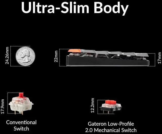 Alt view image 5 of 7 - Keychron K17 Max 96% Layout QMK/Launcher Ultra-Slim Wireless/Type-C Wired Mechanical Keyboard with White LED Backlit, Low-Profile Gateron Mechanical Red Switch Compatible with Mac Windows Linux