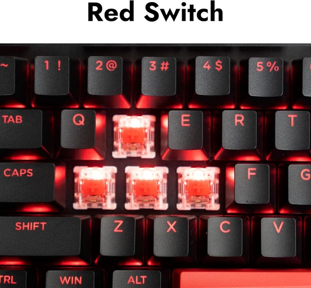 Alt view image 3 of 7 - LEMOKEY X3 Wired Mechanical Gaming Keyboard, 100% Layout with QMK/VIA Programmable Keyboard, Red SwitchRed Backlit for Windows