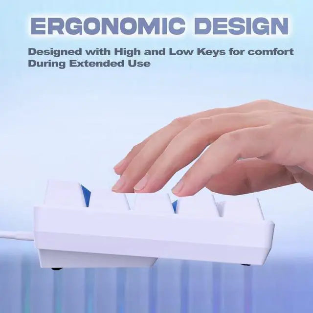 Alt view image 5 of 6 - abucow 60% Mechanical Gaming Keyboard, Red Switch Wired Compact Keyboard with Blue Backlight, Swappable Blue White Keycaps, for Windows/Mac