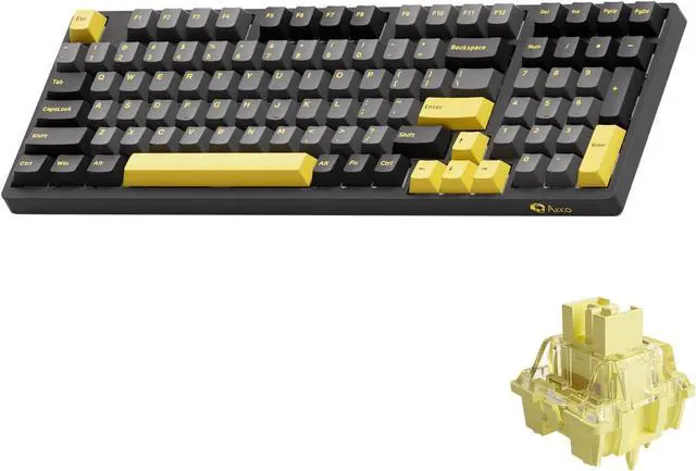 Main image of Akko 3098B Hot-swappable Mechanical Keyboard with RGB Backlight, PBT Keycaps, Black&Gold Creamy Gaming Keyboard with Number Pad Software for Mac & Win