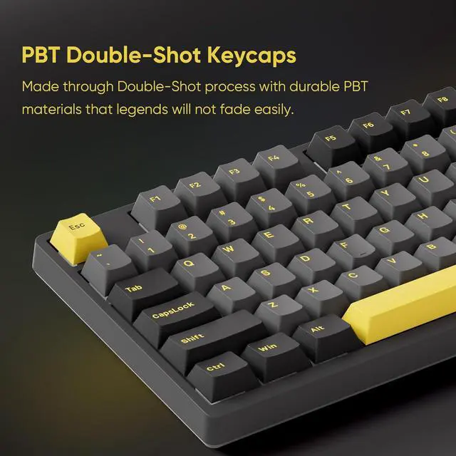 Alt view image 7 of 7 - Akko 3098B Hot-swappable Mechanical Keyboard with RGB Backlight, PBT Keycaps, Black&Gold Creamy Gaming Keyboard with Number Pad Software for Mac & Win