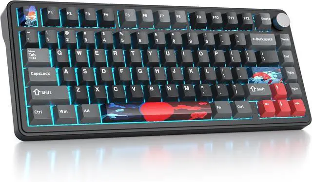 Main image of surmen M75 75% Wireless Creamy Keyboard with Gasket, Pre-lubed Triple Mode Bluetooth Mechanical Gaming Keyboard BT5.0/2.4Ghz/USB with Sound Absorbing Pads Hot-Swap(Shadow Red)