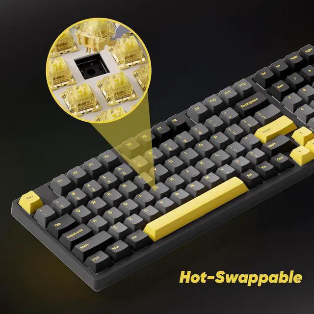 Alt view image 4 of 7 - Akko 3098B Hot-swappable Mechanical Keyboard with RGB Backlight, PBT Keycaps, Black&Gold Creamy Gaming Keyboard with Number Pad Software for Mac & Win