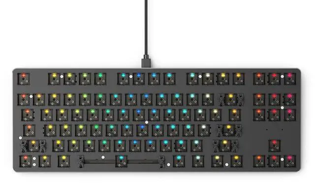Main image of Glorious Custom Gaming Keyboard - GMMK 85% Percent TKL Barebone - USB C Wired Mechanical Keyboard Kit - RGB Hot Swappable Switches & Keycaps - Black Metal Top Plate