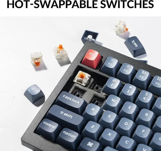 Alt view image 2 of 7 - Keychron V6 Max Wireless Custom Mechanical Keyboard, 2.4 GHz Bluetooth 5.1 QMK Full-Size Layout RGB with Hot-swappable Silent Red Switch Compatible with Mac Windows Linux