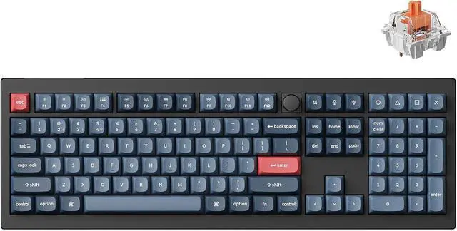 Main image of Keychron V6 Max Wireless Custom Mechanical Keyboard, 2.4 GHz Bluetooth 5.1 QMK Full-Size Layout RGB with Hot-swappable Silent Red Switch Compatible with Mac Windows Linux