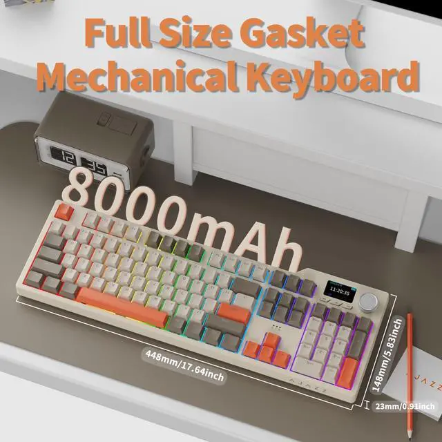Alt view image 5 of 7 - NACODEX AK35I V3 104 Keys RGB Gasket Mount Mechanical Keyboard | Amazing 8000mAh Bluetooth /2.4G /Wired PC Gaming Custom Keyboard with Five Layer Pad | Knob Control | Cherry Profile PBT Keycaps