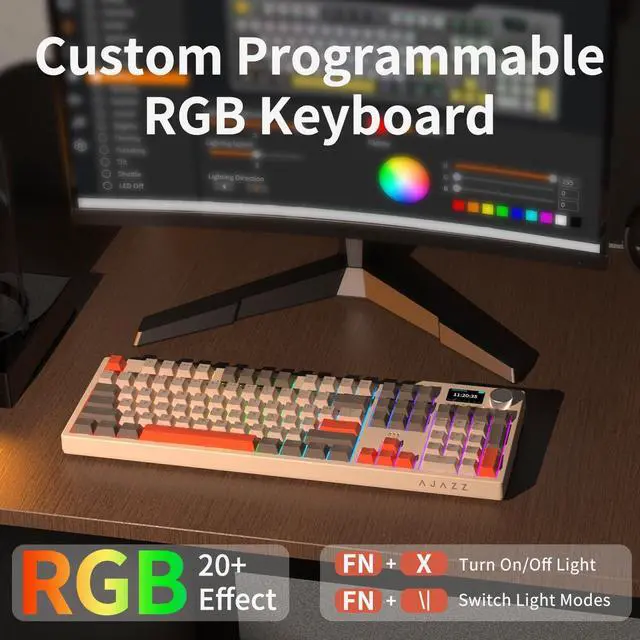 Alt view image 6 of 7 - NACODEX AK35I V3 104 Keys RGB Gasket Mount Mechanical Keyboard | Amazing 8000mAh Bluetooth /2.4G /Wired PC Gaming Custom Keyboard with Five Layer Pad | Knob Control | Cherry Profile PBT Keycaps