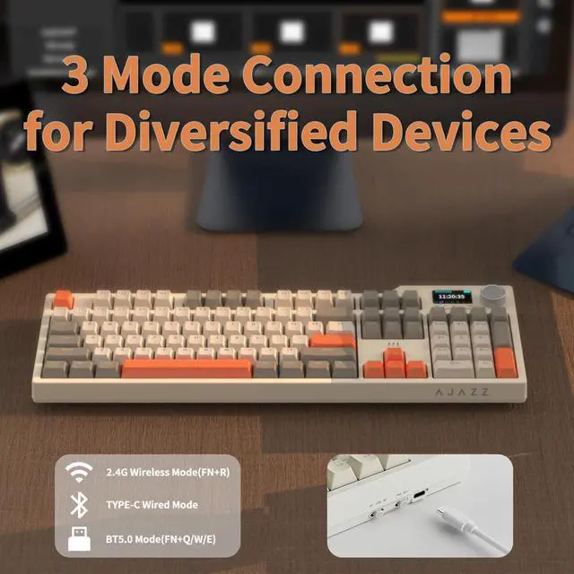 Alt view image 7 of 7 - NACODEX AK35I V3 104 Keys RGB Gasket Mount Mechanical Keyboard | Amazing 8000mAh Bluetooth /2.4G /Wired PC Gaming Custom Keyboard with Five Layer Pad | Knob Control | Cherry Profile PBT Keycaps