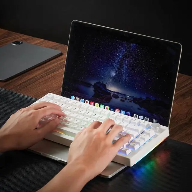 Alt view image 5 of 7 - Akko 5075B Plus Air 75% Mechanical Keyboard Gasket Mount Hot Swappable RGB Wireless/Bluetooth/Wired Gaming Keyboard with PBT Dye-Sub Cherry Profile Keycaps for Mac/Win/WebV3 Piano Pro Switch