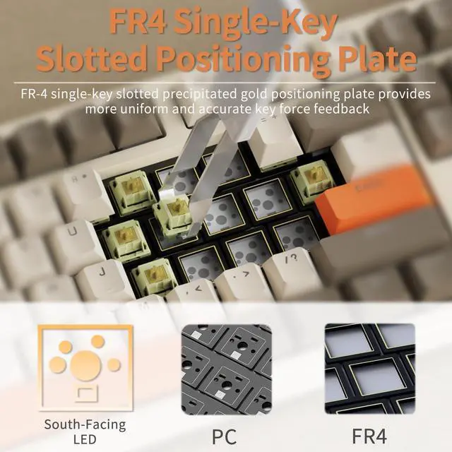 Alt view image 4 of 7 - NACODEX AK35I V3 104 Keys RGB Gasket Mount Mechanical Keyboard | Amazing 8000mAh Bluetooth /2.4G /Wired PC Gaming Custom Keyboard with Five Layer Pad | Knob Control | Cherry Profile PBT Keycaps