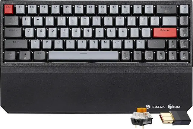 Main image of Hexgears X1 Pro Wireless Mechanica Keyboard, Hot-swappable Tactile Switch Gaming Keyboard Bluetooth/2.4G/USB-C 65% Mini Compact with Wrist Rest - Blakc/Gray