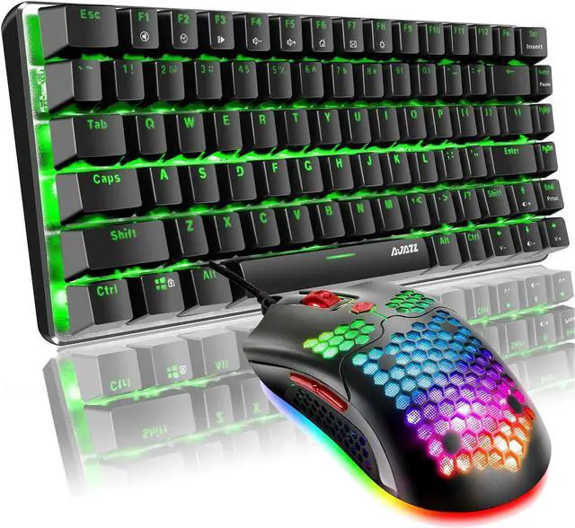 Main image of Gaming Keyboard and Mouse and Mouse Pad,Wired Green Backlit Mechanical Keyboard,Superlight RGB Gaming Mouse,12000DPI Optical Sensor,6 Programmable Buttons Mice for PC Gamers