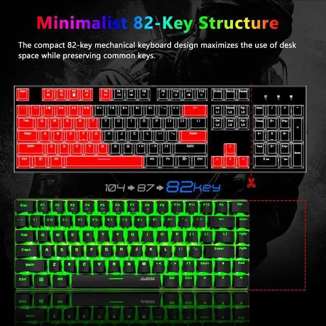 Alt view image 2 of 7 - Gaming Keyboard and Mouse and Mouse Pad,Wired Green Backlit Mechanical Keyboard,Superlight RGB Gaming Mouse,12000DPI Optical Sensor,6 Programmable Buttons Mice for PC Gamers