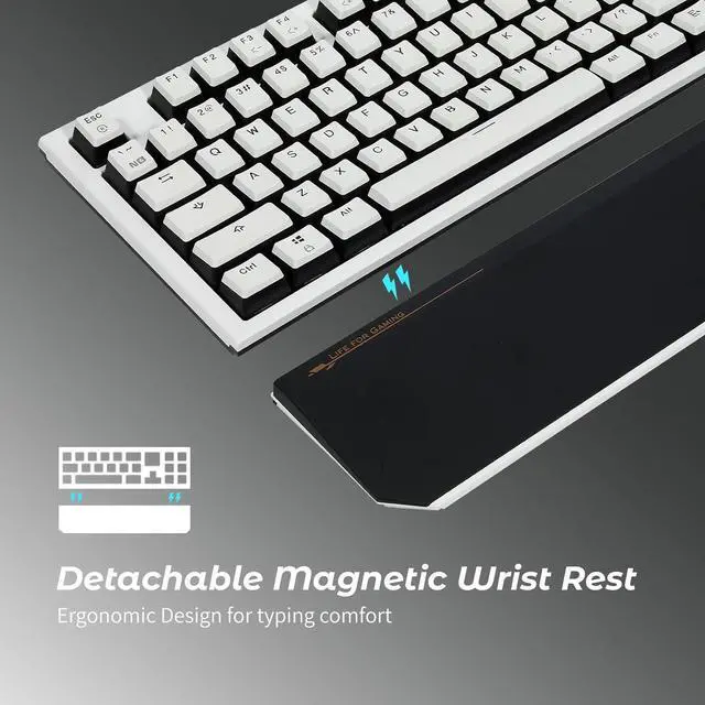Alt view image 4 of 7 - Hexgears X4 Wireless Mechanica Keyboard, 99-Key Linear Switch White Backlit Gaming Keyboard - NKRO 2.4G/USB-C with Wrist Rest, Pudding Keycaps-White