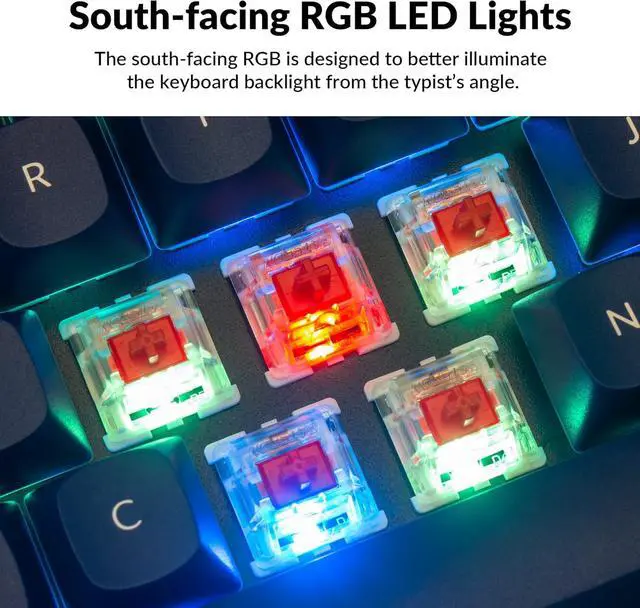 Alt view image 5 of 7 - Keychron Q2 Wired Custom Mechanical Keyboard, QMK/VIA Programmable Macro, Full Aluminum, Hot-Swappable Gateron G Pro Red Switch, 65% Layout Double Gasket Compatible with Mac and Windows - Blue