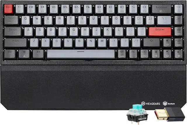 Main image of Hexgears X1 Pro Wireless Mechanica Keyboard, Hot-swappable Clicky Switch Gaming Keyboard Bluetooth/2.4G/USB-C 65% Mini Compact with Wrist Rest - Blakc/Gray