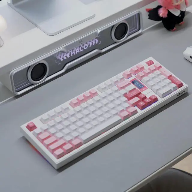 Alt view image 6 of 7 - Akko 5098B Wireless Gaming Keyboard with Screen, Prunus Lannesiana Hot-Swappable Mechanical Keyboard with Scroll Wheel, Numberpad, RGB Gasket Keyboard, Piano Pre Lubed Switch