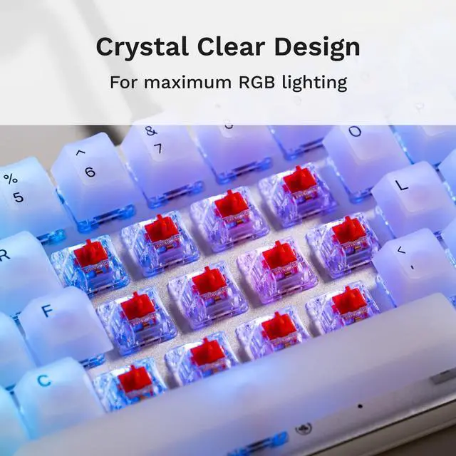 Alt view image 4 of 7 - Glorious Fox Linear Mechanical Switches for Mechanical Keyboards: 110 PCS, 3-pin, Transparent for MAX RGB, Pre-Lubed, 45g Force for Gaming and Typing, Compatible with MX Keycaps