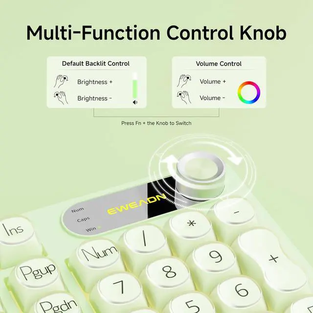 Alt view image 3 of 7 - V102 Wired Keyboard, 98 Keys Creamy Gaming Keyboard with Number Pad, Display Screen & Media Knob RGB Silent Wired Cute Computer Keyboard for Laptop PC Gamer - Green