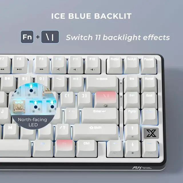 Alt view image 7 of 7 - RK ROYAL KLUDGE X87 Mechanical Keyboard 75% Wired Keyboard Gaming with 86 Keys, Gasket Mount, Ice-Blue Backlight, Black Shell Design, Software Support, Hot-Swappable Creamy Switch White