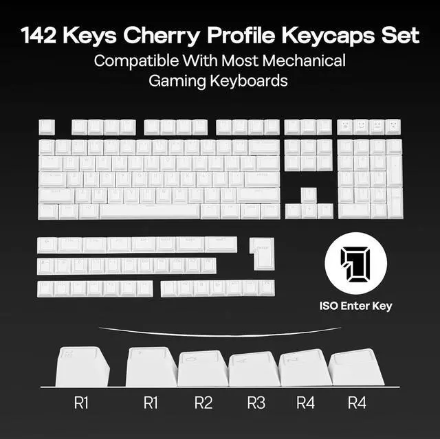 Alt view image 4 of 7 - EPOMAKER Glintrix PBT Shine Through Keycaps, Arris & Keys Backlit, Double Shot, Cherry Profile, 60/75/96/Full Size, Custom Keyboard Keycaps Set for Mechanical Gaming Keyboard (White)