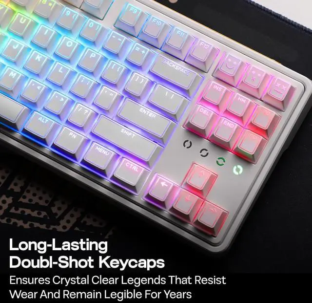 Alt view image 6 of 7 - EPOMAKER Glintrix PBT Shine Through Keycaps, Arris & Keys Backlit, Double Shot, Cherry Profile, 60/75/96/Full Size, Custom Keyboard Keycaps Set for Mechanical Gaming Keyboard (White)