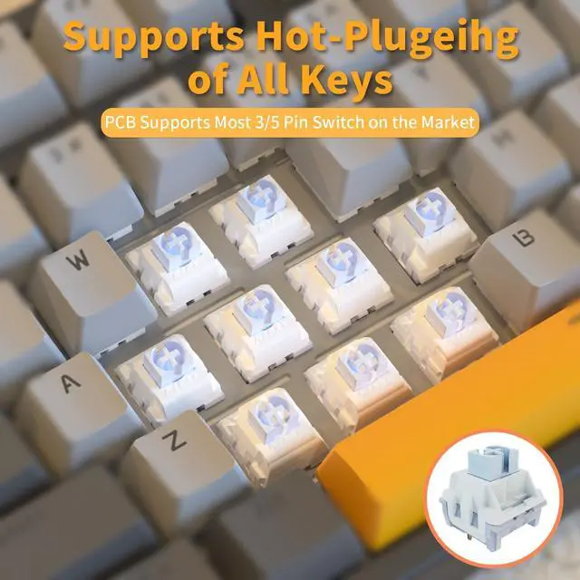 Alt view image 4 of 5 - AJAZZ AK35I V3 104-Key Full Size Wired Gasket Mount Gaming Keyboard with Multimedia Buttons & Knob Control | Five Layer Pad | OEM Profile PBT Keycaps | Blue Backlit Custom Keyboard