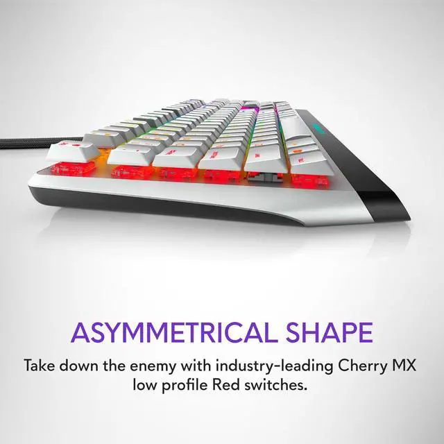 Alt view image 2 of 7 - Alienware Low-Profile RGB Gaming Keyboard AW510K Light, Alienfx Per Key RGB Lighting, Media Controls and USB Passthrough, Cherry MX Low Profile Red Switches, Lunar light