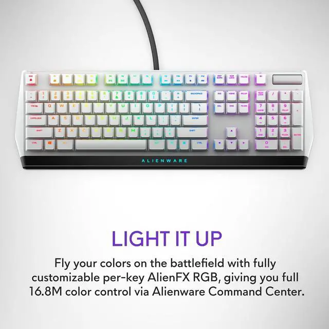 Alt view image 6 of 7 - Alienware Low-Profile RGB Gaming Keyboard AW510K Light, Alienfx Per Key RGB Lighting, Media Controls and USB Passthrough, Cherry MX Low Profile Red Switches, Lunar light