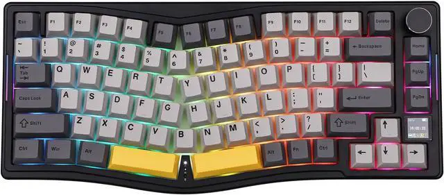 Main image of MechLands AJAZZ AKS075 Wireless Gaming Keyboard, Hot-Swappable Gasket Mechanical 75% Alice Keyboard with 0.85 TFT Screen, BT5.1/2.4GHz/USB-C, 5000mAh Battery (Black, Gift Switch)