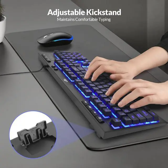 Alt view image 4 of 7 - Rii RK900Pro Large Print Backlit Keyboard, Wired USB Full Size Computer Keyboard with Blue Backlight,Compatible with Windows, Mac,Chrome,Linux