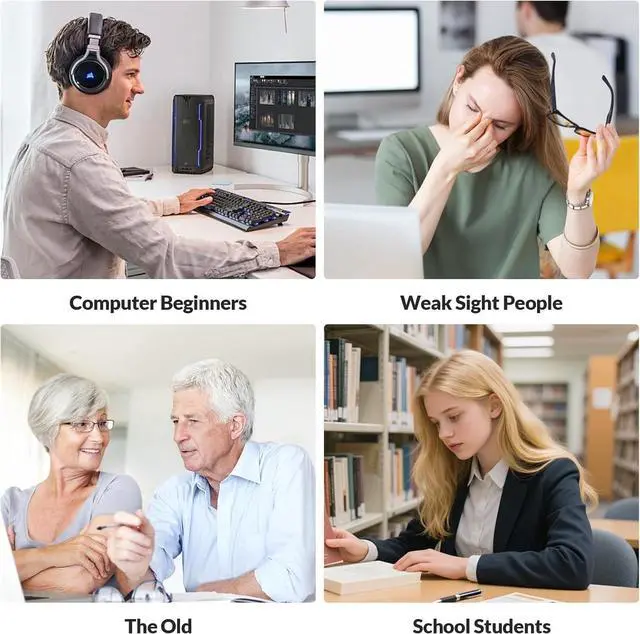 Alt view image 6 of 7 - Rii RK900Pro Large Print Backlit Keyboard, Wired USB Full Size Computer Keyboard with Blue Backlight,Compatible with Windows, Mac,Chrome,Linux