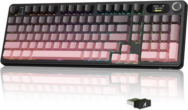 Main image of MAMBASNAKE Attack Shark X98 Pro Wireless Mechanical Keyboard with Screen & Knob, 2.4G/USB-C/BT5.0 Gasket Hot Swappable Creamy Keyboard102 Keys, Web Driver RGB Gaming Keyboard for PC/Mac/PS4/Xbox