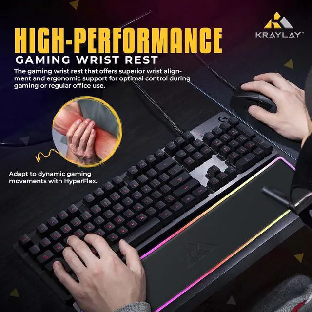 Alt view image 3 of 6 - RGB Backlit Gaming Wrist Rest | RGB Wrist Support for Keyboard | Keyboard Wrist Rest with 14 Color Modes | 17x4x1 Inches Wrist Pad for Keyboard | Wrist Rest for Computer, Laptop, | Black