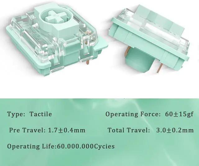 Alt view image 3 of 7 - Gateron KS-33 Low Profile 2.0 Jade Tactile Keyboard Switch, 65gf 3 Pin RGB LED Factory Pre-lubed Key Swiches for MX Mechanical Keyboard(Jade,72Pcs)