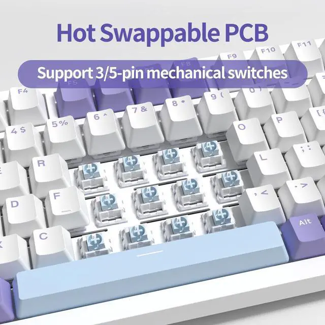 Alt view image 6 of 7 - AJAZZ AJ AK820PRO 75% Gasket Mechanical Keyboard with TFT Screen - Five Layer Padding - 4000mAh Battery - South Facing LED - Bluetooth/2.4GHZ/Wired Hot Swap RGB Keyboard, Gift Switch