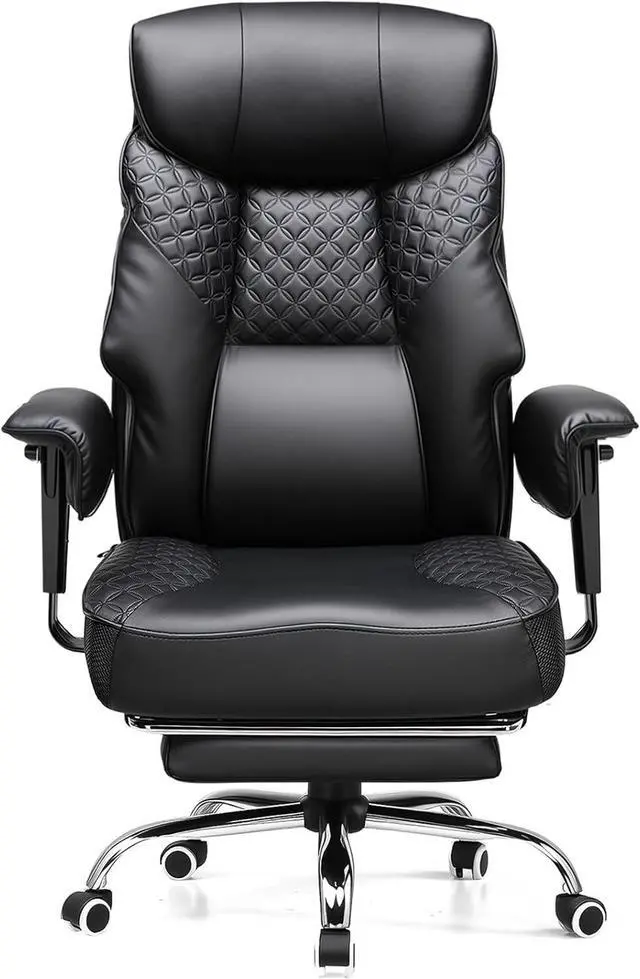 Main image of GTRACING Big and Tall Office Chair 400LBS Wide Ergonomic Gaming Chair with Deluxe Embossing Designed Leather with Foot Rest,150°Reclining Adjustable Soft Armrests Pocket Spring Back Support and Pillow