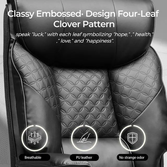 Alt view image 4 of 7 - GTRACING Big and Tall Office Chair 400LBS Wide Ergonomic Gaming Chair with Deluxe Embossing Designed Leather with Foot Rest,150°Reclining Adjustable Soft Armrests Pocket Spring Back Support and Pillow