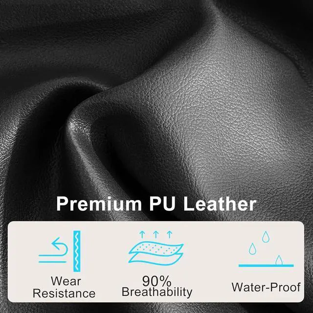 Alt view image 7 of 7 - Home Office Chair, Executive Comeputer Desk Chair Ergonomic Office Chair with Adjustable Lumbar Support, Tilt Lock, PU Leather, Swivel Rolling Chair for Gaming Adult Working Study-Black