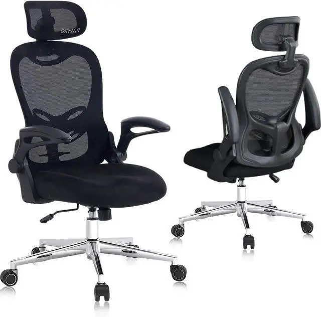 Main image of Office Chair, Ergonomic Breathable Mesh,Flip-Up Arms and Adjustable High Back Lumbar Support,Comfy Computer Chair for Home Office (Black, 407)