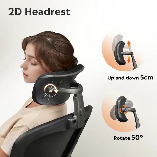 Alt view image 4 of 7 - DEVAISE Office Chair High Back Mesh Ergonomic Desk Chair with Flip-up Armrests, Adjustable Headrest and Lumbar Support, Black