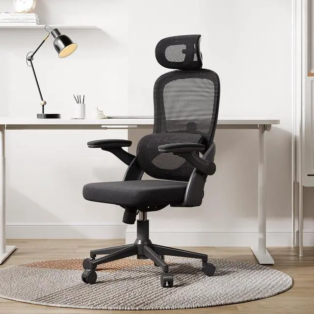 Alt view image 2 of 7 - SIHOO Ergonomic Office Chair, Adjustable Lumbar Support, 110-130° Tilt, 3D Armrests, Rolling Computer Desk Chair with Headrest Black