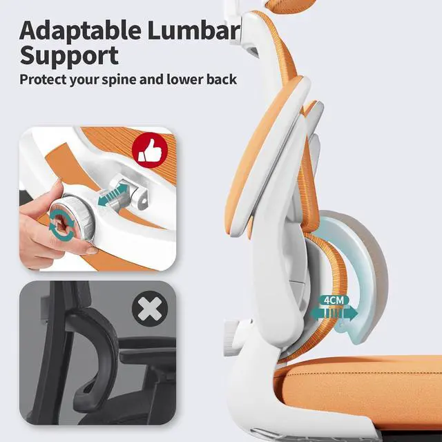 Alt view image 4 of 7 - TRALT Office Chair Ergonomic Desk Chair, 330 LBS Home Mesh Office Desk Chairs with Wheels, Comfortable Gaming Chair, High Back Office Chair for Long Hours (Orange)