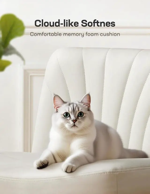 Alt view image 4 of 7 - Marsail Criss Cross Chair with Wheels, Wide PU Leather Armless Desk Chair, Swivel & Height Adjustable Cross Legged Office Chair for Makeup, Small Spaces, Bedroom, Vanity