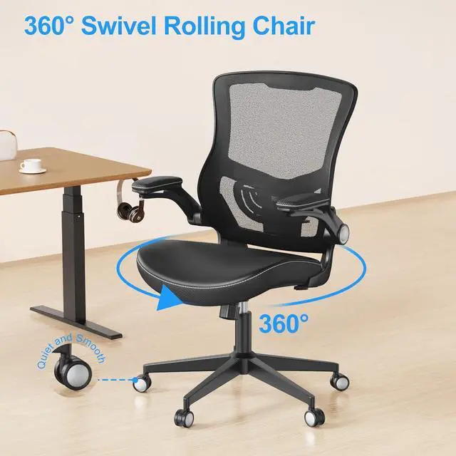 Alt view image 4 of 7 - Office Chair Ergonomic Desk Chair 350lbs Comfy Mesh Computer Chair with Adjustable Lumbar Support Flip-up Armrests, Executive Rolling Swivel Comfy Task Chair for Home Office