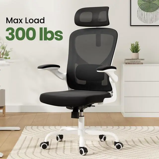 Alt view image 7 of 7 - Soohow Ergonomic Office Chair, Office Mesh Desk Chair with Adjustable Lumbar Support Armrests, Comfy Computer Desk Chair with Headrest, for Home and Office, White & Black