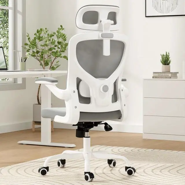 Main image of Soohow Ergonomic Office Chair, Office Mesh Desk Chair with Adjustable Lumbar Support Armrests, Comfy Computer Desk Chair with Headrest, for Home and Office, White & Grey